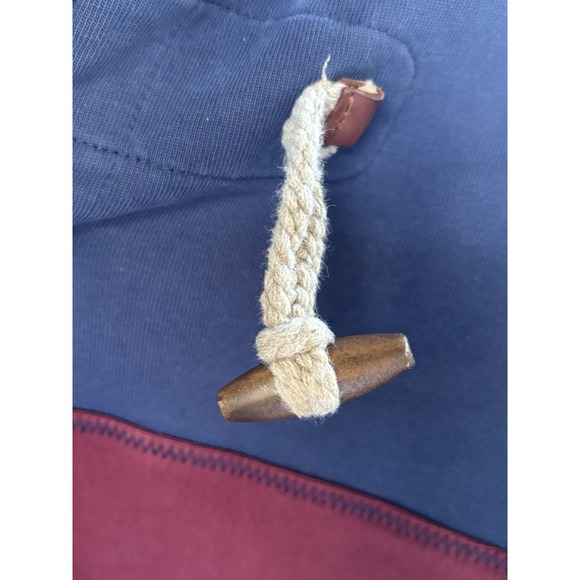 Orvis Men's Duffle Shawl Collar Heavy Rugby Sweatshirt L Large‎ Navy Blue Maroon - Picture 7 of 10